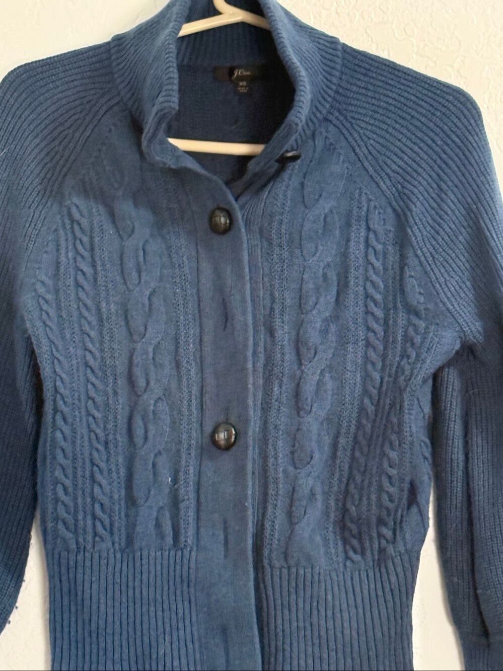 J crew Collection wool blend fisherman twisted cable-knit cardigan XS - Picture 2 of 4